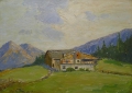 Foto 2: Monogrammist H.S.: Öl Gemälde - Landschafts-Bild mit Alpen-Hütte, um 1900