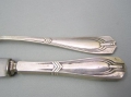 Foto 2: 2 Paar Jugendstil Messer und Gabeln, 800er Silber, Entwurf um 1900, Bremer Silberwarenfabrik (Bremen Sebaldsbrück)