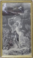 nach Pierre-Auguste Cot (1837-1883): "La Tempête" / "Der Sturm" von 1880, monogrammiertes Jugendstil Textilbild, Liebespaar in Gewitter-Landschaft