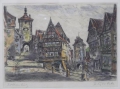 Fr. Gertfitz: Stadt-Ansicht Rothenburg ob der Tauber, signierte und kolorierte Graphik - Radierung, um 1900