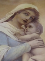 Hinterglas-Malerei: Maria mit Christuskind, um 1900
