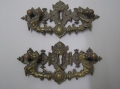 2 x Gründerzeit Schubladen-Beschläge, um 1880, Messing