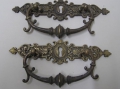 2 x Gründerzeit Messing Schubladen-Beschläge, um 1880