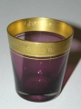 Foto 1: Böhmisches Art Deco Becher-Glas, um 1920, Mündung mit Gold-Fries