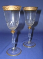 2 x langstielige Wein-Gläser, um 1900, Moser, Karlsbad