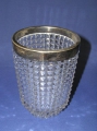 Foto 1: Art Deco Glas Eisbehälter, um 1940, Diamantschliff, Mündungs-Ring Sterling Silber