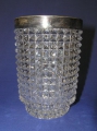 Foto 2: Art Deco Glas Eisbehälter, um 1940, Diamantschliff, Mündungs-Ring Sterling Silber