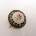 Foto 1: Spätbiedermeier Ansteck-Brosche, Porzellan mit Blumen-Malerei