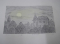 Ernst Lewinger (1931 geboren): "Abendlandschaft", kolorierte Graphik, datiert 1980