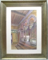 Foto 2: Carl Fischer: Bühnenbild-Entwurf zu Richard Wagners Tannhäuser, Sängersaal Wartburg, signiertes Aquarell, Weimarer Hoftheater-Maler, 1907