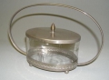 Foto 1: Verchromte Jugendstil Konfekt-Dose, mit Glaseinsatz