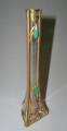 Jugendstil Glas Vase, um 1910, Messing-Einfassung