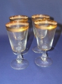 4 x Jugendstil Kelch-Gläser, Gold-Kante mit Mäander-Band