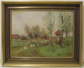 Foto 1: W. Schwaden: dörfliche Idylle - Bäuerin mit Gänsen, signiertes Öl Gemälde, Anfang 20. Jahrhundert