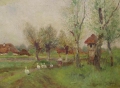 Foto 2: W. Schwaden: dörfliche Idylle - Bäuerin mit Gänsen, signiertes Öl Gemälde, Anfang 20. Jahrhundert