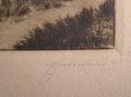 Foto 3: Signierte Graphik - Lithographie: Schloß Lötzen in Fluß-Landschaft, Monogramm OE, datiert 1918