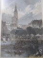 Foto 2: Stecher Arthur Willmore (1814-1888) & Maler Birket Foster (1825-1899): Straßburg - am Fischmarkt, kolorierter Biedermeier Stich, England