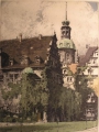 Rudolf Veit (1892-1979): Schloß-Ansicht Dresden, signierte kolorierte Graphik - Farbradierung, datiert 1927 Dresden
