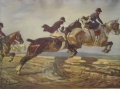 nach Anton Jank (1874-1956): Kunst-Druck, Jagd-Gesellschaft / Reit-Sport, von 1916