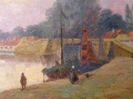 Foto 3: A. Burghardt: Hafen mit Booten, Öl Gemälde, datiert 1923