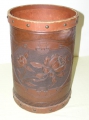 Jugendstil Papierkorb, geprägtes Leder