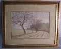 Gertrud Korn (* 1879): Landschaft, signierte Graphik - Farbholzschnitt / Handdruck