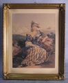 nach George Baxter (1804-1867): Kunst-Druck Schnitterin, nach Musik-Illustration "The Belle of the Village" ("Die Dorfschönheit"), 1854