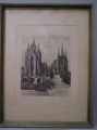 Foto 1: Signierte Graphik - Lithographie: Erfurt, Domplatz mit Dom und Severi-Kirche, um 1900