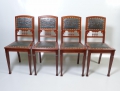 4 x Jugendstil Stühle, Mahagoni, 1912, original floral geprägtes Leder, "Hartha (Stadt)"