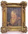 Carl Kronberger (1841-1921): "Im Gebet", Kabinettbild - Porträt alte Dame, alter Öldruck
