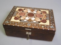 Spätbiedermeier Schmuck-Schatulle, Stein-Marketerie: Pietra dura Technik, Palisanderholz