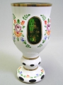 Foto 2: Überfang-Kelch-Glas / Pokal, mit Emaille-Malerei