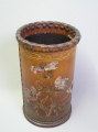 Georg Hulbe (1851-1917): Jugendstil Stockständer / Papierkorb, geprägtes Leder, Hamburg