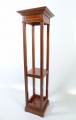 Große Jugendstil Vierkant-Säule, um 1910, in Palisander, Ahorn-Intarsien