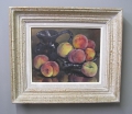 Foto 1: Lucien Chenu (1913-2004): Stilleben mit Pfirsichen, Öl Gemälde, datiert 1954, Frankreich