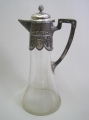 Jugendstil Glas Karaffe, mit versilberter Montierung, WMF, Württembergische Metallwarenfabrik und Zinngießerei, Geislingen a. Steige