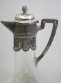 Foto 2: Jugendstil Glas Karaffe, mit versilberter Montierung, WMF, Württembergische Metallwarenfabrik und Zinngießerei, Geislingen a. Steige