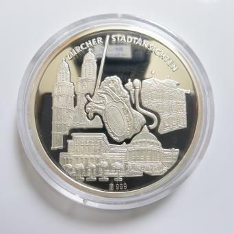Foto 2: Konvolut Silber Gedenkmünzen, 4 Stadtansichten: München, Hamburg, Zürich, 1997-1998