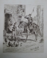 Foto 1: Hans Werner Schmidt (1859-1950): trinkender Reiter vor Wirtsstube, signierte Graphik - Lithographie, datiert 1885 Weimar
