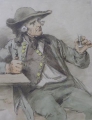 Foto 2: Friedrich Peter Hiddemann (1829-1892): Genrebild, kolorierte Feder-Zeichnung, 19. Jahrhundert