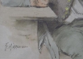 Foto 3: Friedrich Peter Hiddemann (1829-1892): Genrebild, kolorierte Feder-Zeichnung, 19. Jahrhundert