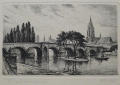 Foto 1: B. Lichig: Stadt-Ansicht Frankfurt am Main, signierte Graphik - Lithographie, um 1900