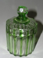 Art Deco Glas Deckel-Dose, um 1940, mit Walzen-Schliff