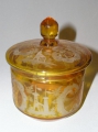Böhmische Spätbiedermeier Glas Deckel-Dose