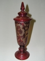 Friedrich Egermann: böhmischer Spätbiedermeier Glas Deckel-Pokal, gebeizt mit Mattschliff
