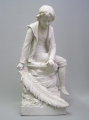 Große schwere Bisquit-Porzellan-Figur: Jüngling mit Feder-Zweig und Anker, als Allegorie der Hoffnung, Marke, Weimar 1917