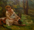 Foto 2: Paul Kapell (1876-1943): weiblicher Halbakt im Park, signiertes Öl Gemälde, von 1923