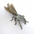 Foto 2: Kuriosität: Aschenbecher, Fliegen-Plastik, Messingblech, um 1900