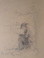 Rudolf Gudden (1863-1935): 5 x Blatt Genre-/Landschafts-Zeichnungen, Bleistift
