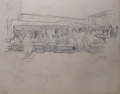 Foto 2: Rudolf Gudden (1863-1935): 7 x Blatt Landschafts- / Architektur-Entwürfe, Bleistift